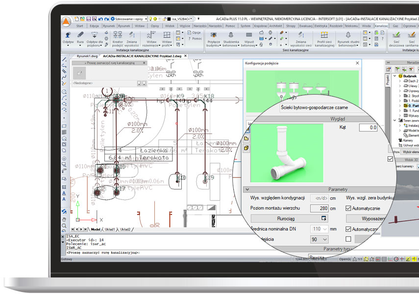 ArCADia-INSTALACJE KANALIZACYJNE