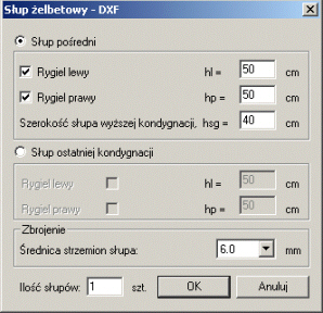 Słup żelbetowy - Rysunki konstrukcyjne DXF