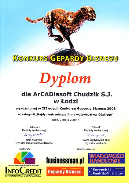 Gepard Biznesu dla firmy ArCADiasoft Chudzik sp.j.
